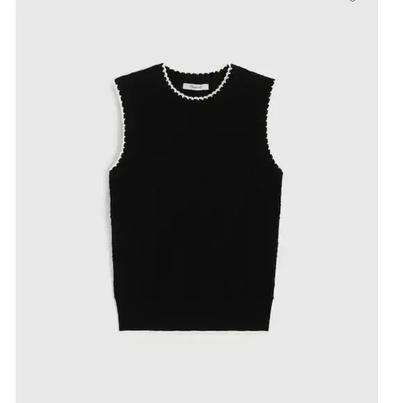 NWT Madewell Mixed-Stitch Sleeveless Sweater Classic Black/White XL - Picture 5 of 12